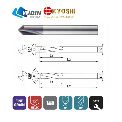 Mũi Khoan Tâm Hợp Kim 90 Độ LDS080 WIDIN