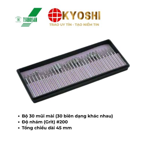 Bộ 30 mũi khoan/mài kim cương, đường kính 3.0mm