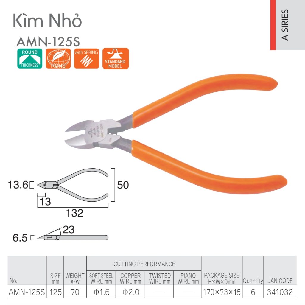 Thông số kỹ thuật kìm nhỏ AMN-125S