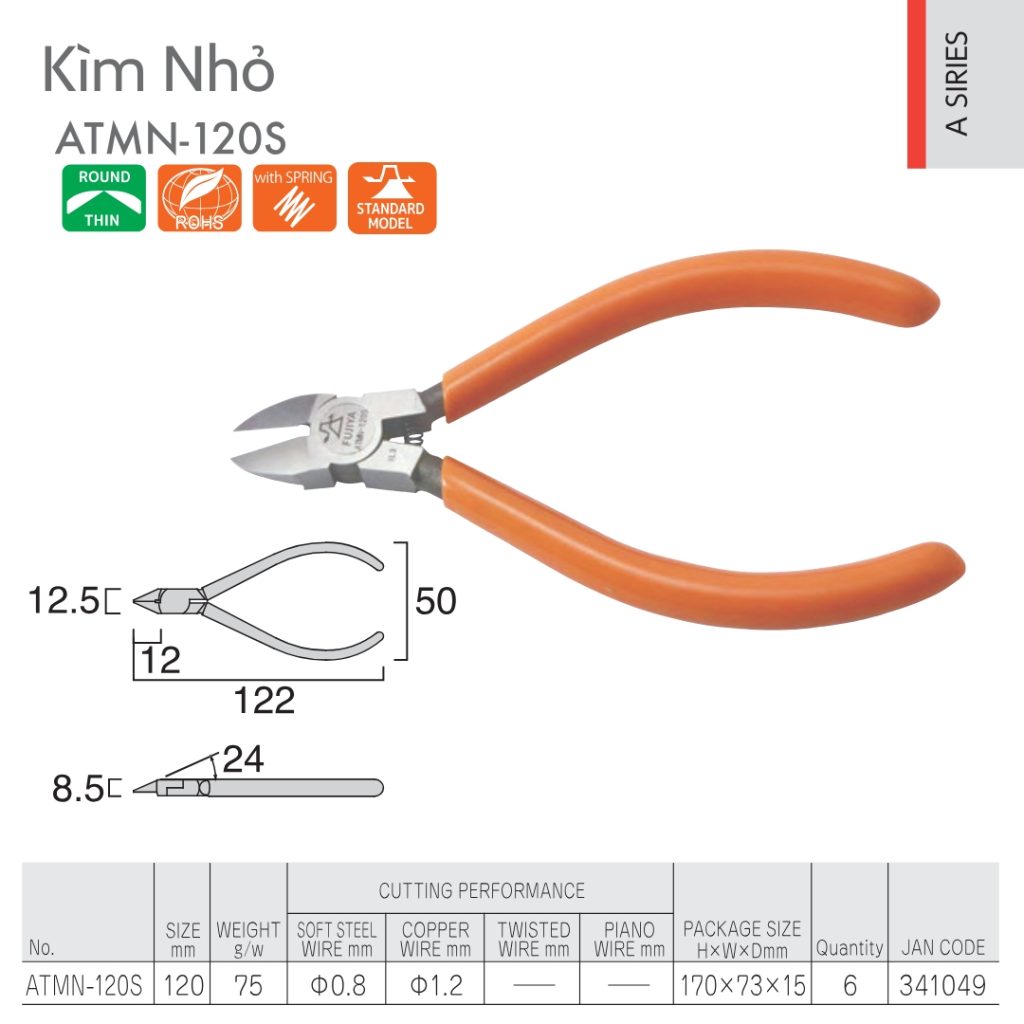 Thông số kỹ thuật kìm nhỏ ATMN-120S