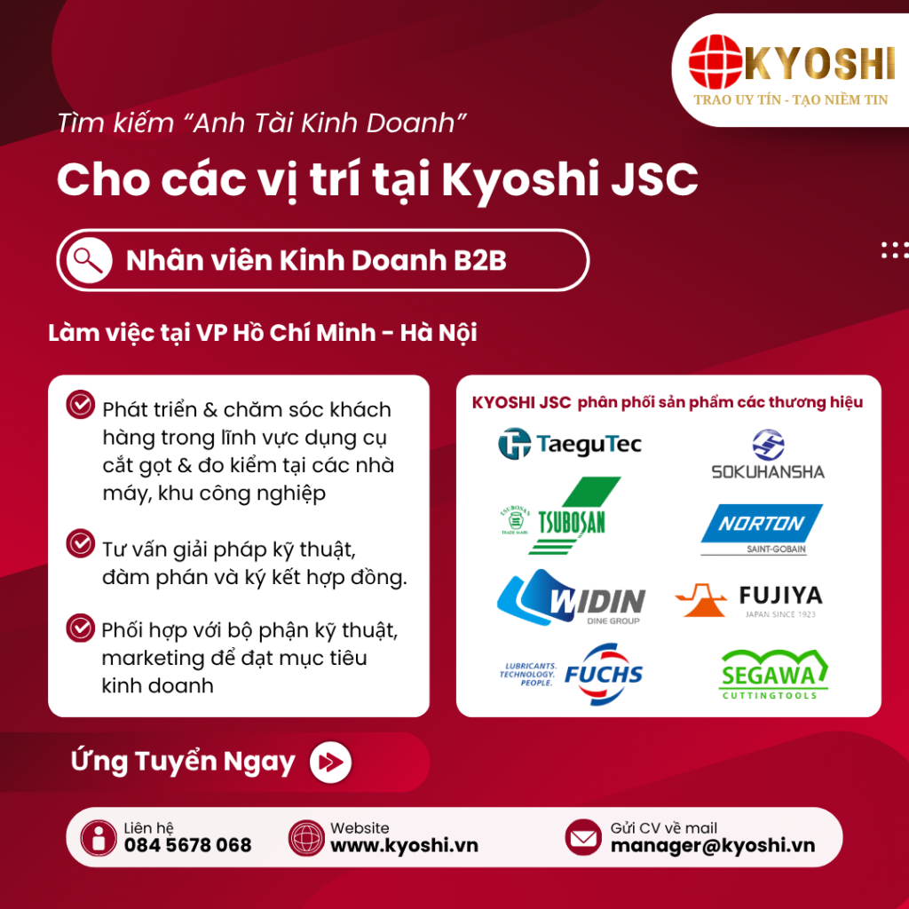 Thông báo Tuyển dụng vị trí Nhân viên Kinh doanh B2B từ Kyoshi